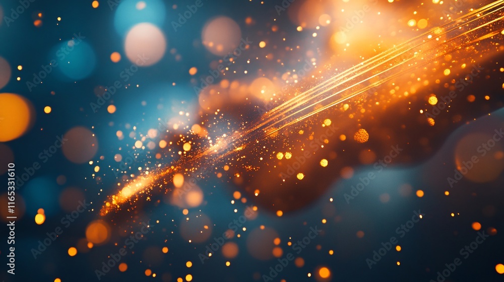 Leinwandbilder golden particles flowing through space creating a magical bokeh effect