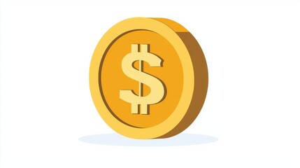 Obraz premium Bright and Bold Gold Coin with Dollar Sign, Symbolizing Wealth, Prosperity, and Financial Success in Modern Business and Economy