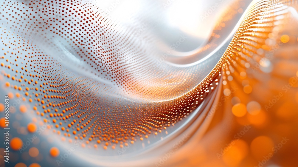 Aufkleber Orange particles flowing through cyberspace creating abstract wave pattern