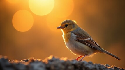 Bird Perched at Sunset