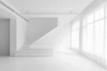 Obraz premium White Staircase in White Room