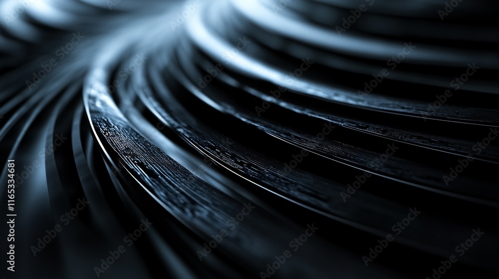 Aufkleber Abstract dark metallic curves creating a spiral pattern