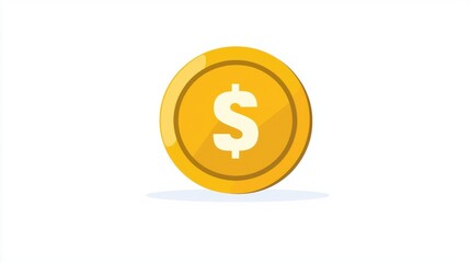 Obraz premium Golden Coin with Dollar Sign on a Clean Background Representing Money Concept for Financial Illustrations, Business Ventures, and Economic Growth Ideas