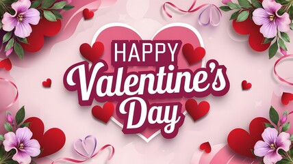 Happy Valentines Day typography vector illustration. Romantic Template design