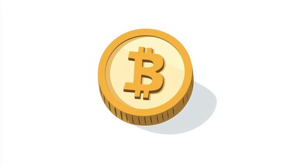 Obraz premium Golden Bitcoin Coin on a White Background, Symbolizing Cryptocurrency, Digital Currency Concept, Investment and Modern Finance Ideas, Future of Money