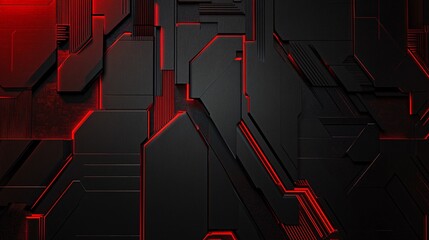 Futuristic black panels glowing red creating modern abstract background