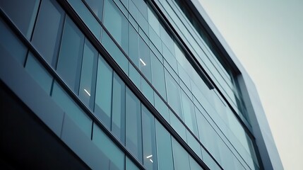 Sleek Modern Building Exterior with Large Glass Windows