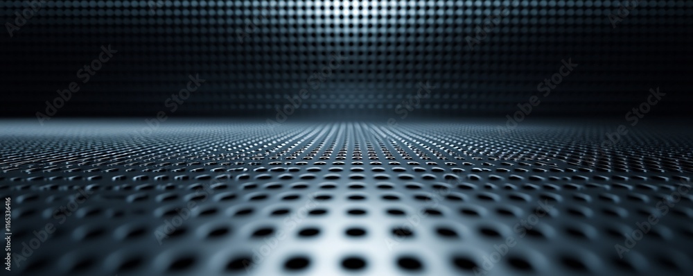 Poster metallic grid floor creating modern perspective background