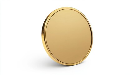 Polished Gold Medal Blank on White Background for Custom Engraving or Award Presentation in Sporting or Corporate Events