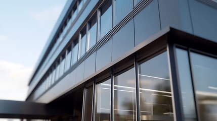 Fototapeta premium Sleek Modern Building Exterior with Large Glass Windows