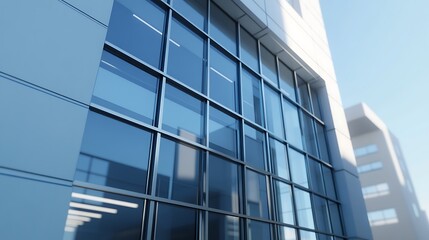 Obraz premium Sleek Modern Building Exterior with Large Glass Windows