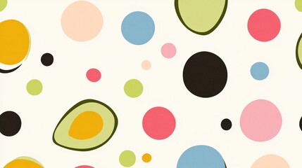 Colorful Abstract Design with Various Shapes and Circles on Light Background