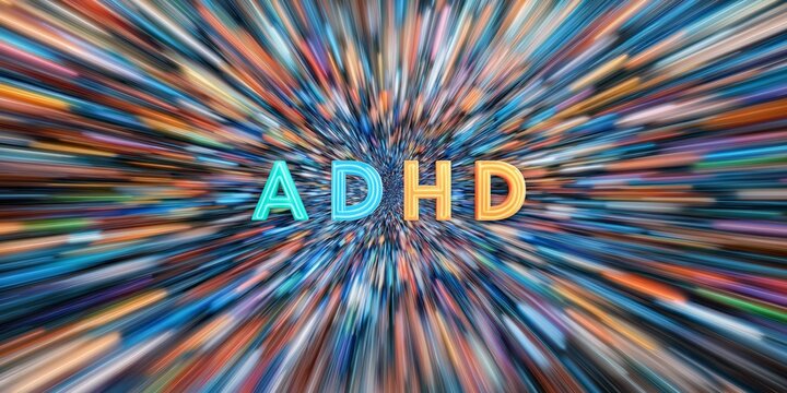 Dynamic burst of colors representing adhd concept with energetic motion