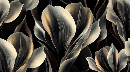 Beautiful line art floral pattern for fabric design.