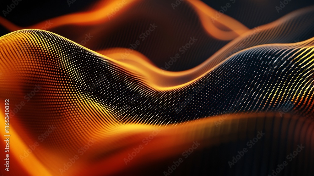 Poster Abstract orange particle surface gently moving in a seamless loop