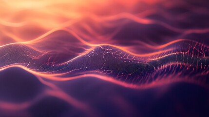 Abstract red orange wave pattern background flowing digital data grid network connection