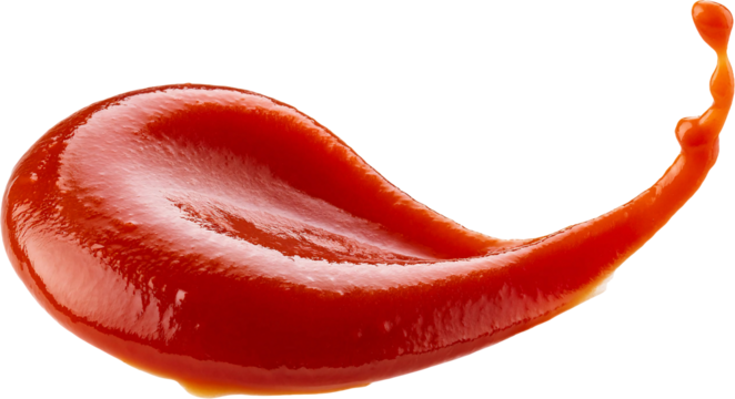 ketchup drop with curved tail and glossy surface on isolated background for culinary art
