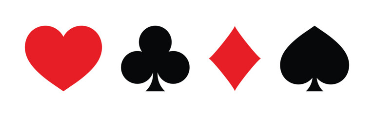 suit deck of playing cards. hearts diamonds clubs spades symbol. transparent png and vector illustration.