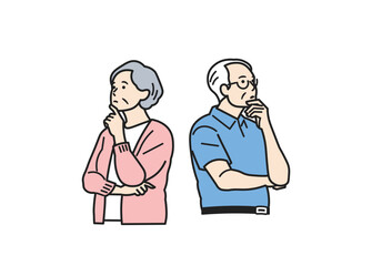 上を向いて考える人_シニア