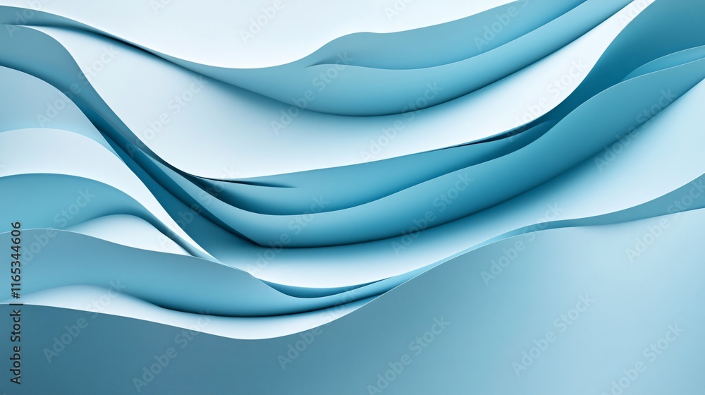 Poster Abstract blue wavy shapes creating a dynamic background