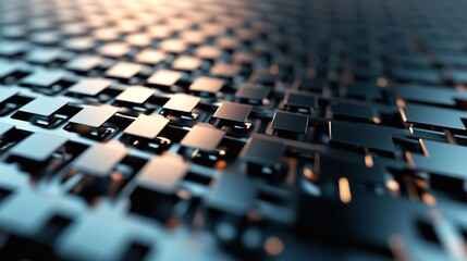 Obraz premium Futuristic metallic surface with moving squares creating dynamic pattern