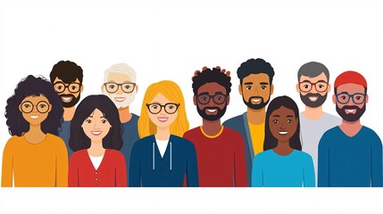 Diverse group of smiling people showing unity and diversity