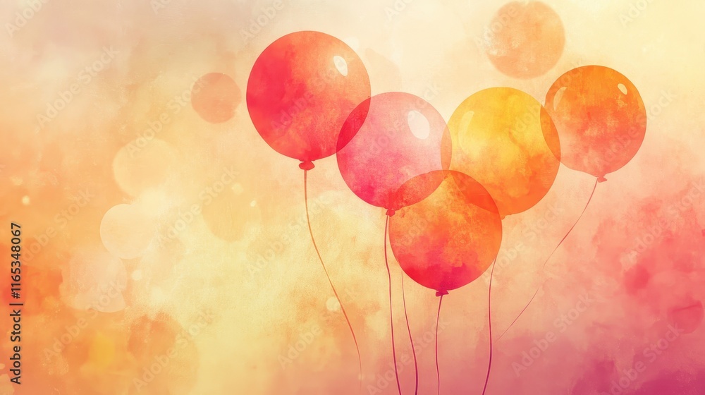 Wall mural dynamic balloons with soft textures glowing on a vibrant gradient