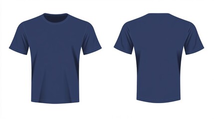 Naklejka premium Plain Navy Blue T-Shirt Mockup Front and Back View for Design Presentation