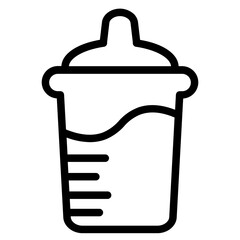Baby Bottle Milk Line Icon