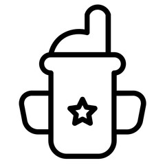 Baby Bottle Milk Line Icon