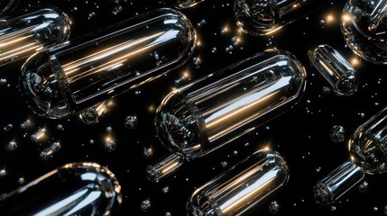 Naklejka premium Dynamic metallic designs in bubbles shine with glowing reflections