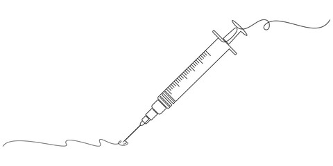 syringe image in line art style.