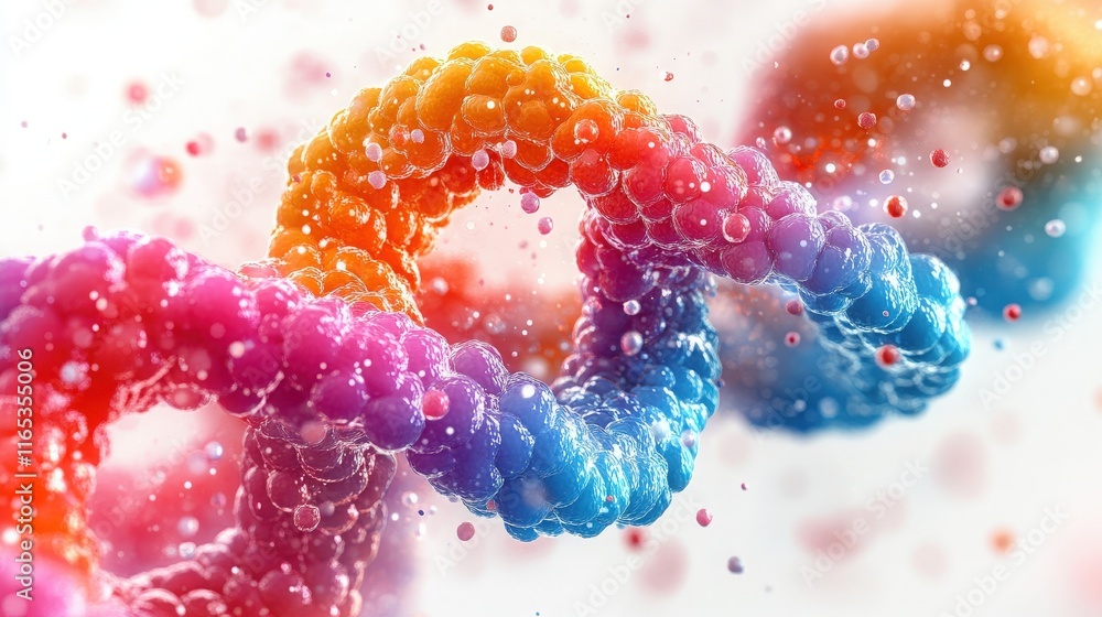 Aufkleber vibrant representation of molecular structures with colorful spheres and dynamic movement illustrati