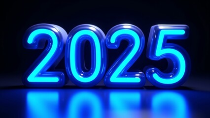 2025 New Year Neon Number Background	

