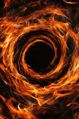 Fototapeta premium Spiral of fire on black background
