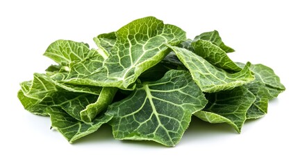 Sliced Amaranth Leaves Sliced Winter melon isolated on a white background