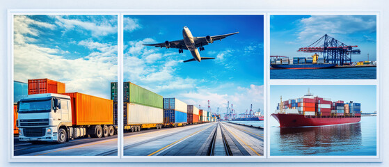 Innovative transportation dynamics showcasing cargo logistics in a vibrant blue setting