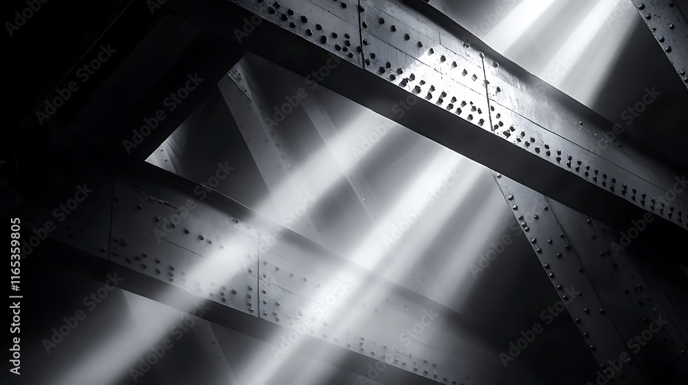 Poster metal structure showing strong angles of the beams and rivets