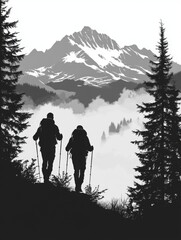Two people standing in grass
