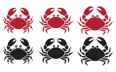 Crab Silhouette in Red and Black vector on white background 