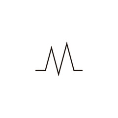 Letter M heartbeat geometric symbol simple logo vector