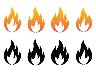 Fire flame icon set vector on white background 