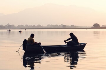 Rowing boat at lake