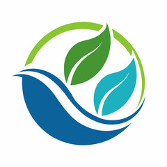 Leaf and Water Logo: Circular Nature-Inspired Design