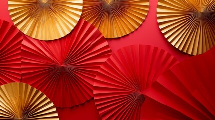 Chinese New Year background with red paper fans