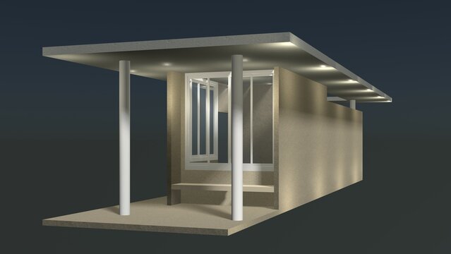 3D illustration of security booth