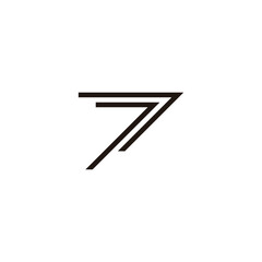 Number 7 arrow, lines geometric symbol simple logo vector