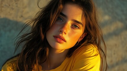 Fototapeta premium Woman with long brown hair