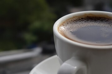 close shot of a morning hot coffee