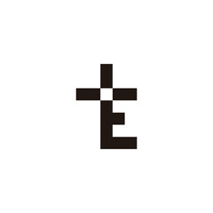 Letter E plus, square, geometric symbol simple logo vector